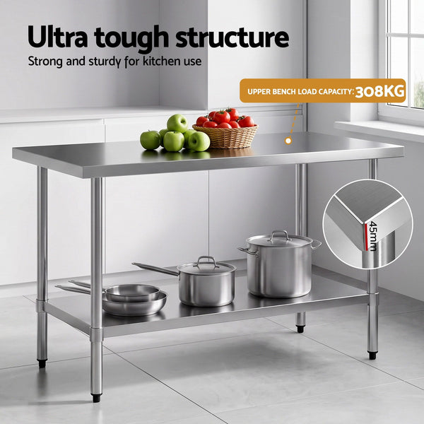 Cefito 1524x762mm Stainless Steel Kitchen Bench 430 Cefito