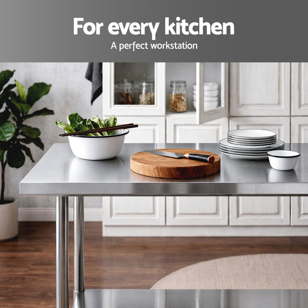 Cefito 1524x762mm Stainless Steel Kitchen Bench 430 Cefito