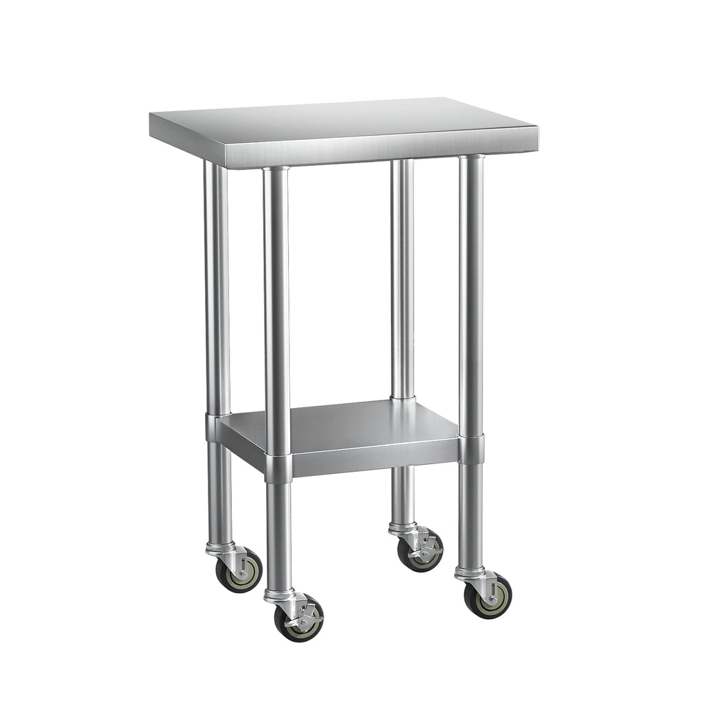 Cefito Stainless Steel Kitchen Benches Work Bench Wheels 61X46CM 430 Cefito