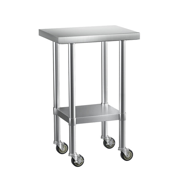 Cefito Stainless Steel Kitchen Benches Work Bench Wheels 61X46CM 430 Cefito