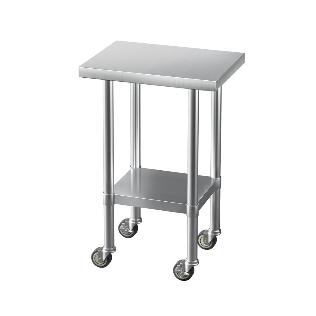 Cefito Stainless Steel Kitchen Benches Work Bench Wheels 61X46CM 430 Cefito