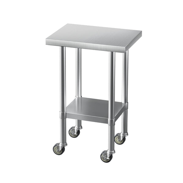 Cefito Stainless Steel Kitchen Benches Work Bench Wheels 61X46CM 430 Cefito