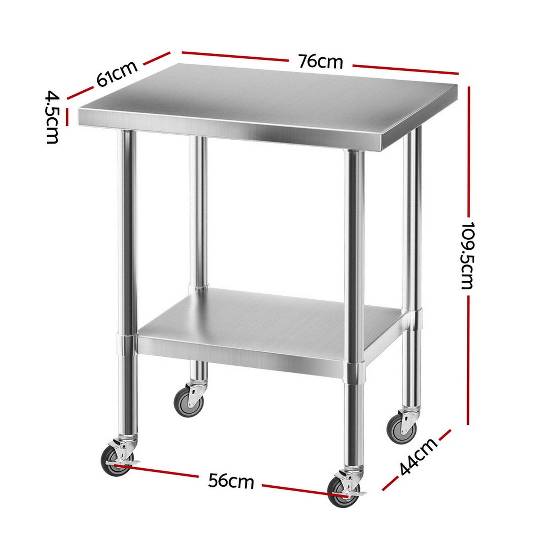 Cefito Stainless Steel Kitchen Bench w/ Splashback 760x610MM 430 Awezingly