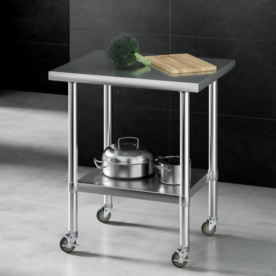 Cefito Stainless Steel Kitchen Bench w/ Splashback 760x610MM 430