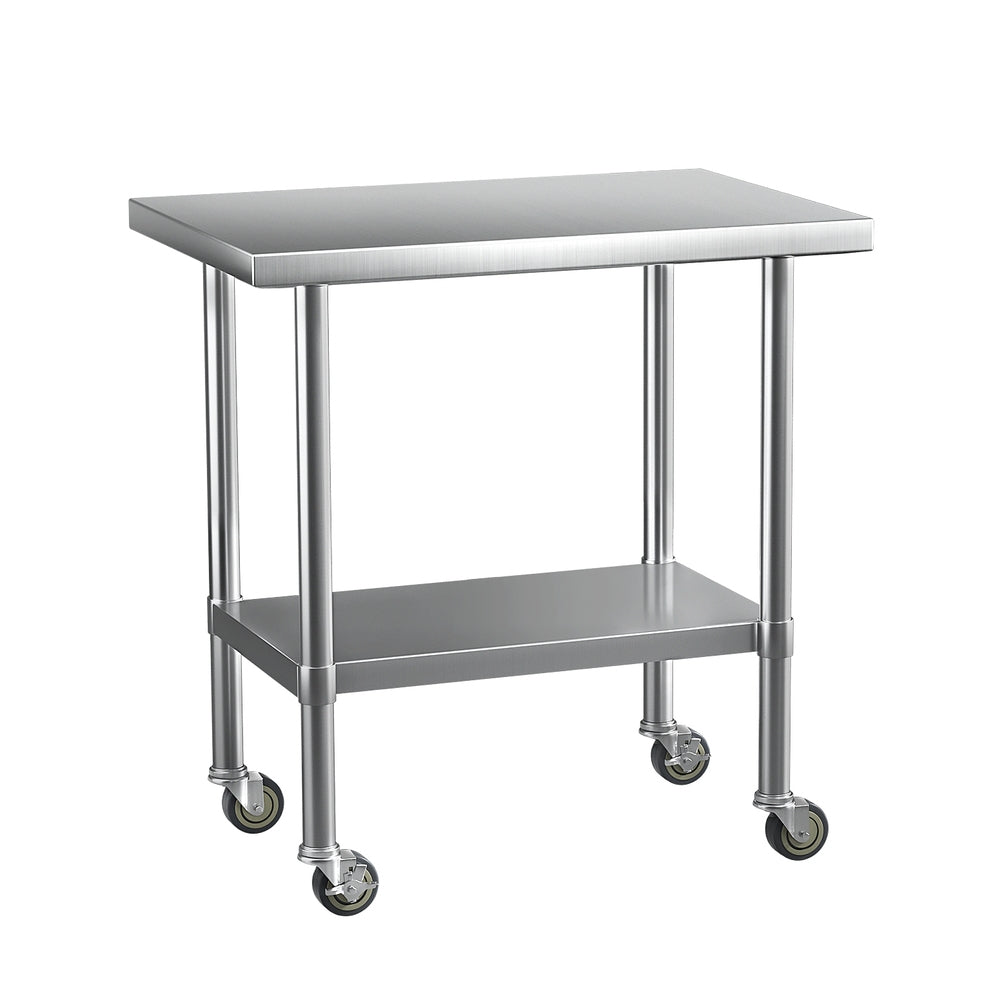 Cefito Stainless Steel Kitchen Benches Work Bench Wheels 91X61CM 430 Cefito