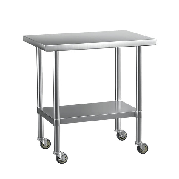 Cefito Stainless Steel Kitchen Benches Work Bench Wheels 91X61CM 430 Cefito