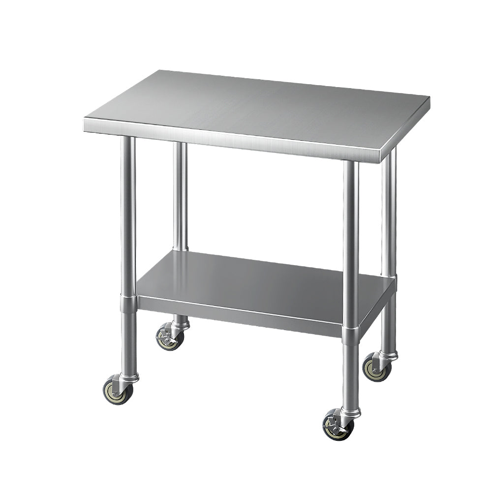 Cefito Stainless Steel Kitchen Benches Work Bench Wheels 91X61CM 430 Cefito