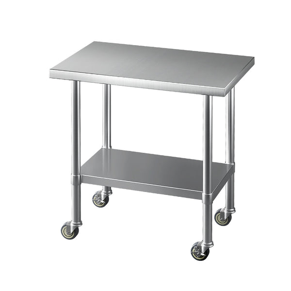 Cefito Stainless Steel Kitchen Benches Work Bench Wheels 91X61CM 430 Cefito