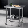 Cefito 914x762mm Stainless Steel Kitchen Bench w/ Splashback Work Table Prep Bench Commercial 430