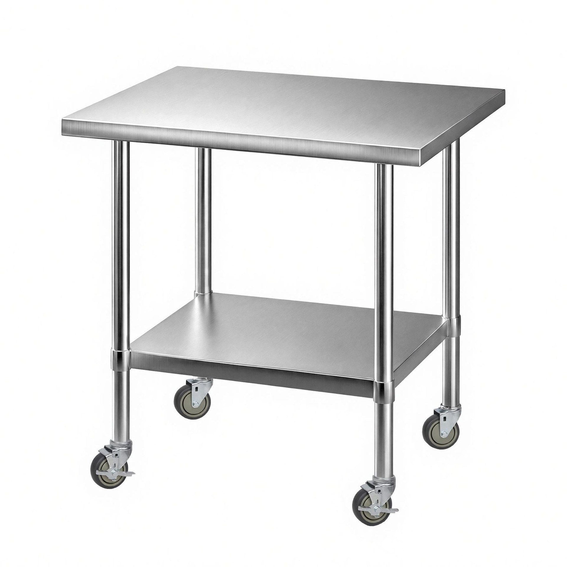 Cefito 914x762mm Stainless Steel Kitchen Bench w/ Splashback Work Table Prep Bench Commercial 430 Awezingly