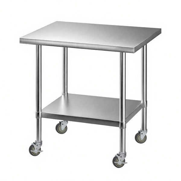 Cefito 914x762mm Stainless Steel Kitchen Bench w/ Splashback Work Table Prep Bench Commercial 430 Awezingly