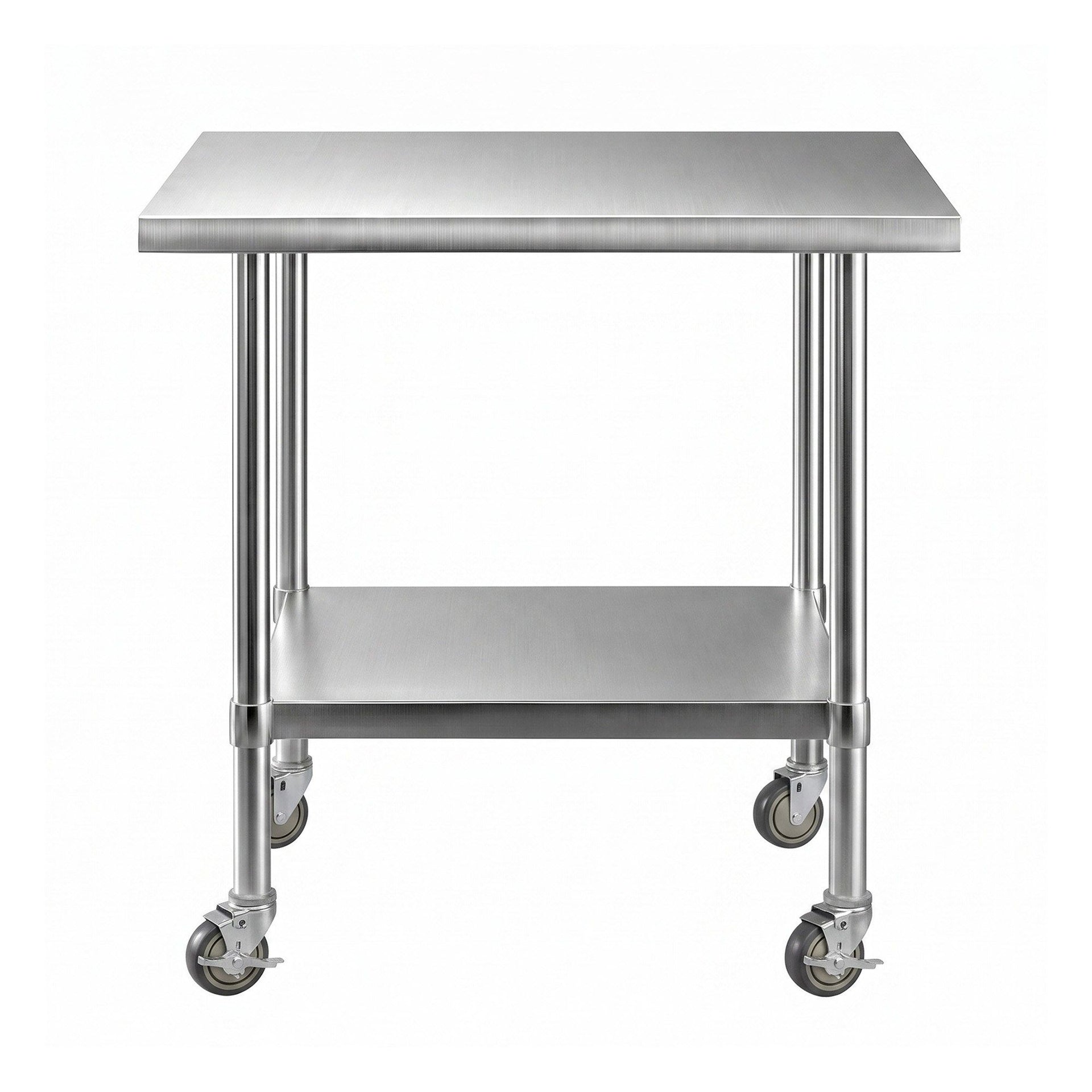Cefito 914x762mm Stainless Steel Kitchen Bench w/ Splashback Work Table Prep Bench Commercial 430 Awezingly