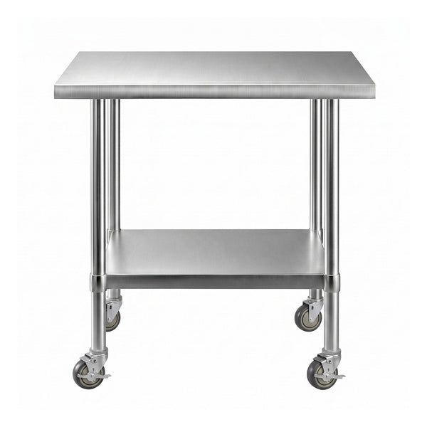 Cefito 914x762mm Stainless Steel Kitchen Bench w/ Splashback Work Table Prep Bench Commercial 430 Awezingly