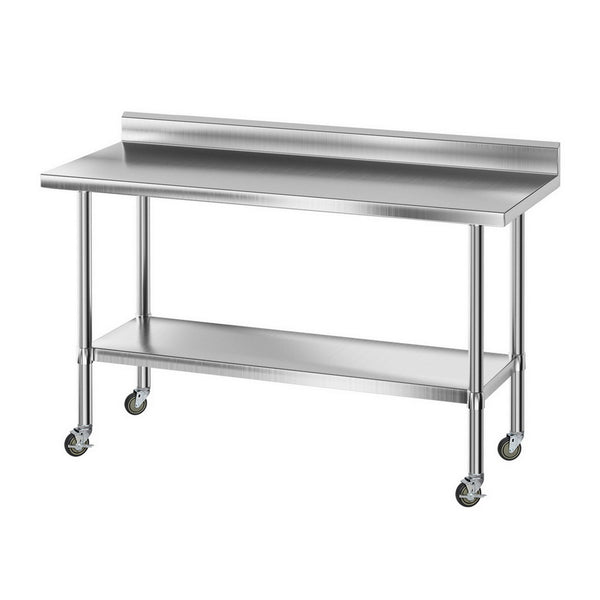 Cefito Stainless Steel Kitchen Bench w/ Splashback 1500x600MM 430 Awezingly