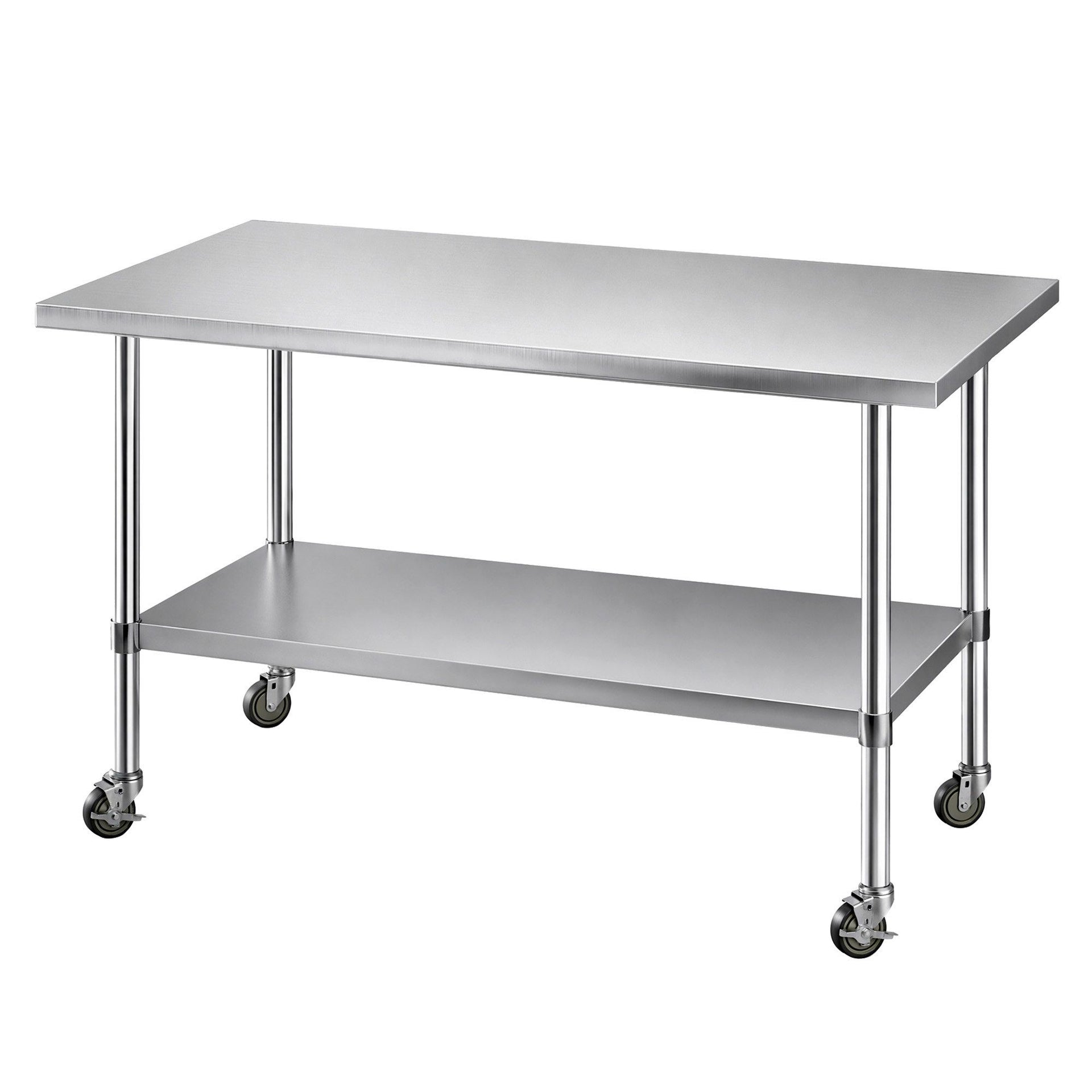 Cefito 1524x762mm Stainless Steel Kitchen Bench w/ Splashback Work Table Prep Bench Commercial 430 Awezingly