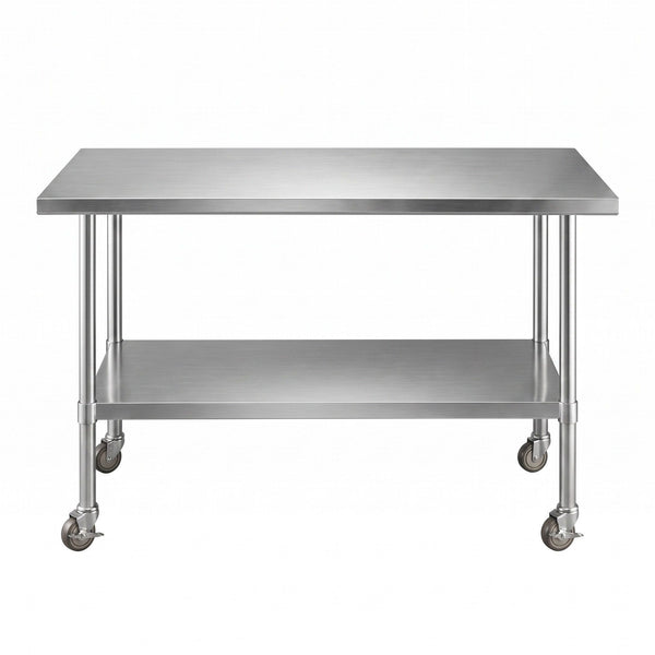 Cefito 1524x762mm Stainless Steel Kitchen Bench w/ Splashback Work Table Prep Bench Commercial 430 Cefito