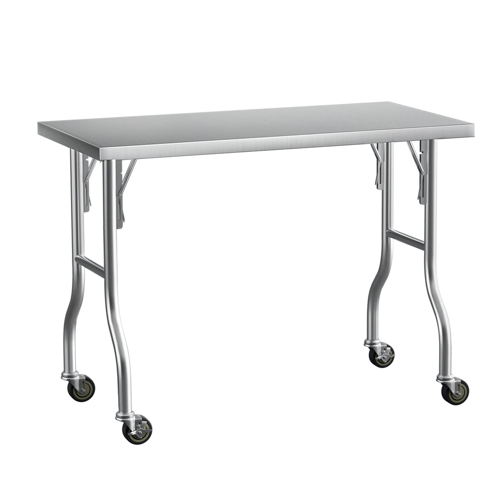 Cefito Stainless Steel Kitchen Benches Work Bench Wheels 122X61CM 430 Cefito