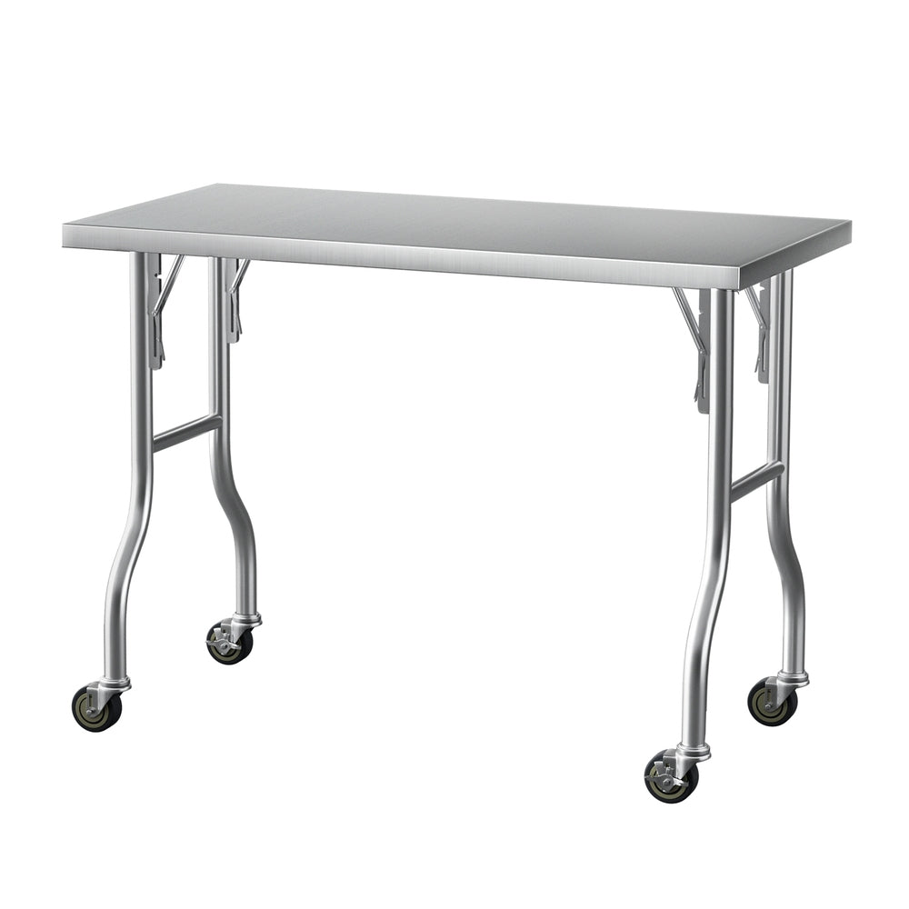 Cefito Stainless Steel Kitchen Benches Work Bench Wheels 122X61CM 430 Cefito