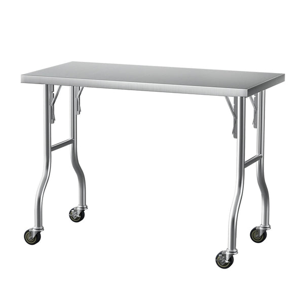 Cefito Stainless Steel Kitchen Benches Work Bench Wheels 122X61CM 430 Cefito