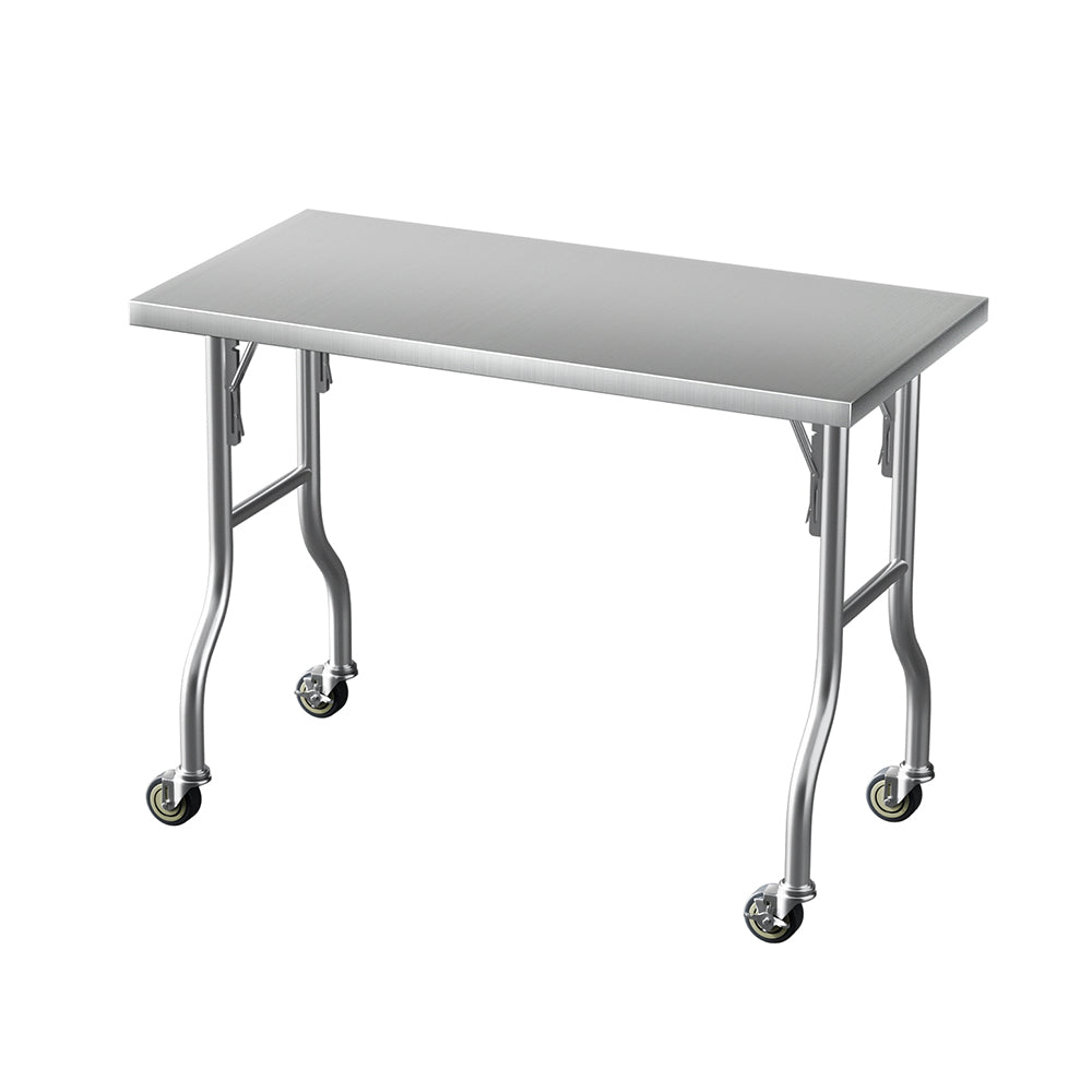 Cefito Stainless Steel Kitchen Benches Work Bench Wheels 122X61CM 430 Cefito