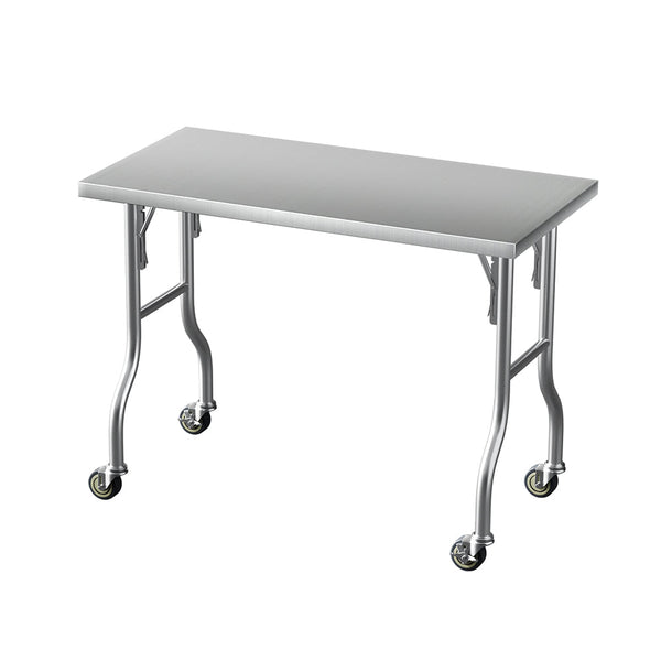 Cefito Stainless Steel Kitchen Benches Work Bench Wheels 122X61CM 430 Cefito