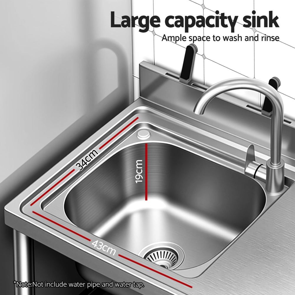 Cefito Stainless Steel Kitchen Bench Work Table with Sink Splashback 120cm Awezingly