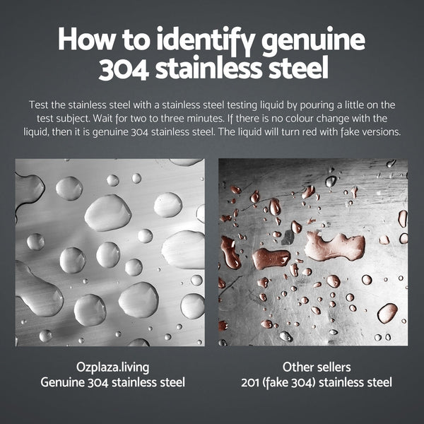 Cefito Stainless Steel Sink Bench Kitchen Work Benches Bowl Wheels 304 Cefito