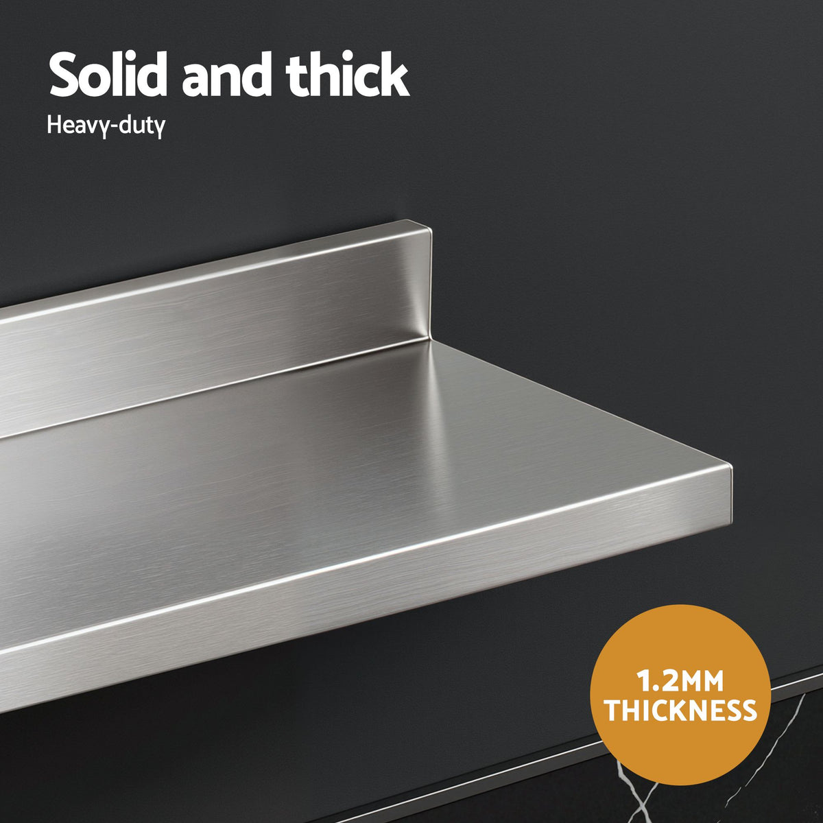 Cefito 610 x 220mm 430 Stainless Steel L-Shaped Kitchen Wall Shelf Awezingly