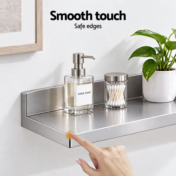 Cefito 610 x 220mm 430 Stainless Steel L-Shaped Kitchen Wall Shelf Awezingly