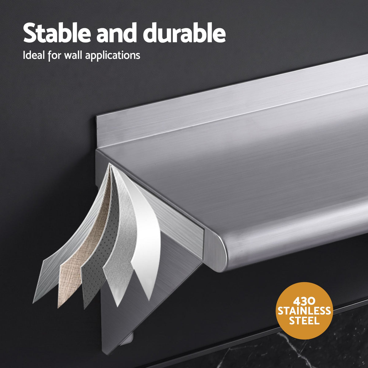 Cefito 410 x 250mm 430 Stainless Steel Compact Kitchen Wall Shelf Awezingly