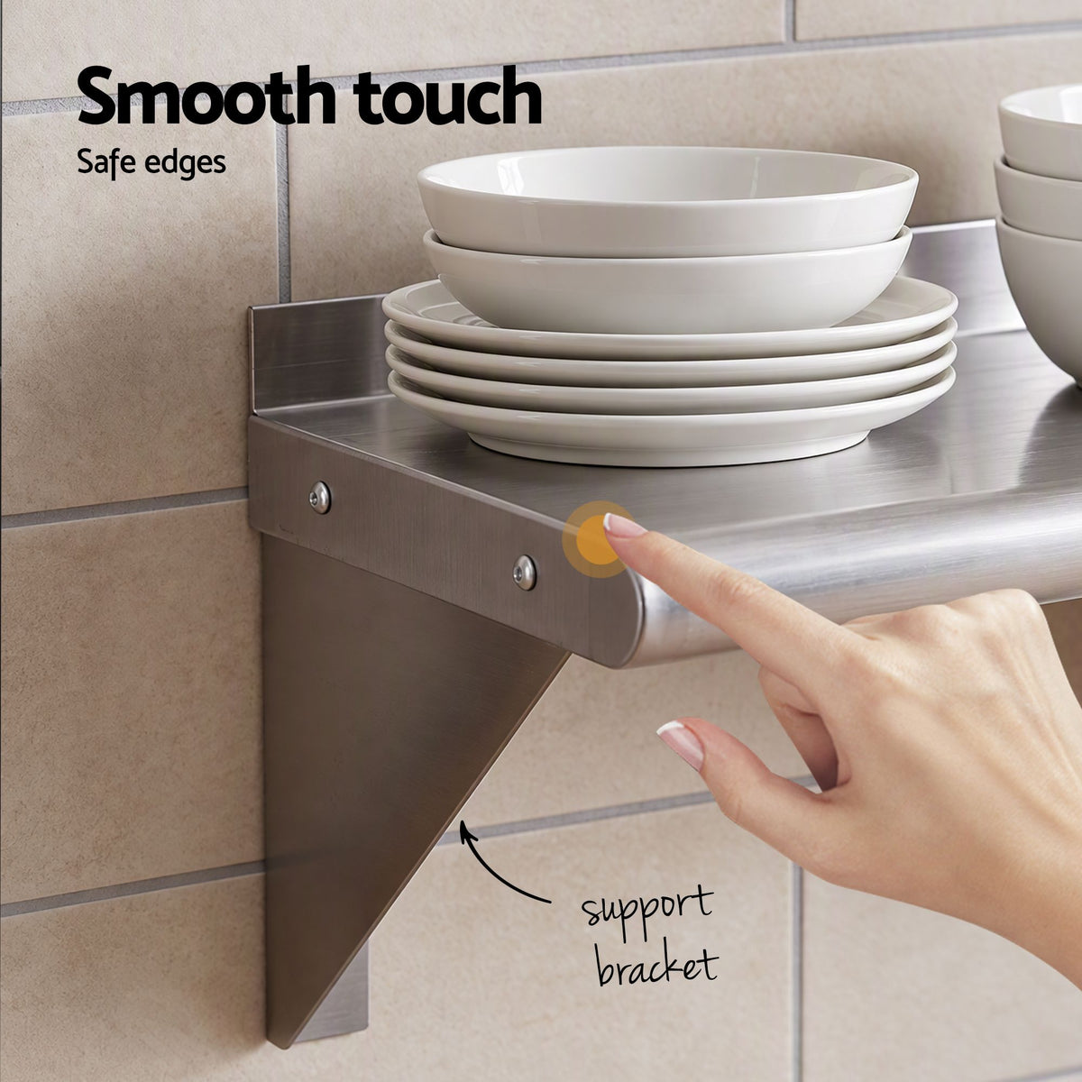 Cefito 410 x 250mm 430 Stainless Steel Compact Kitchen Wall Shelf Awezingly