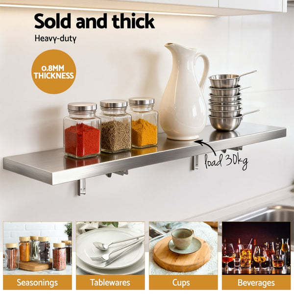 Cefito Commercial Stainless Steel Wall Shelf Kitchen Storage Rack 1200x300mm Awezingly