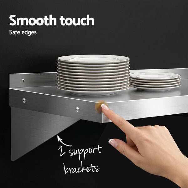 Cefito 2PCS 1200mm Stainless Steel Kitchen Wall Shelf Mounted Rack Awezingly