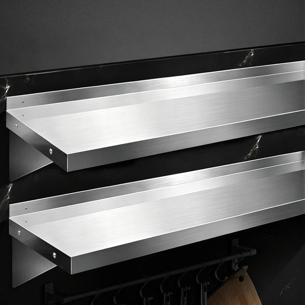 Cefito 2PCS 1200mm Stainless Steel Kitchen Wall Shelf Mounted Rack Awezingly
