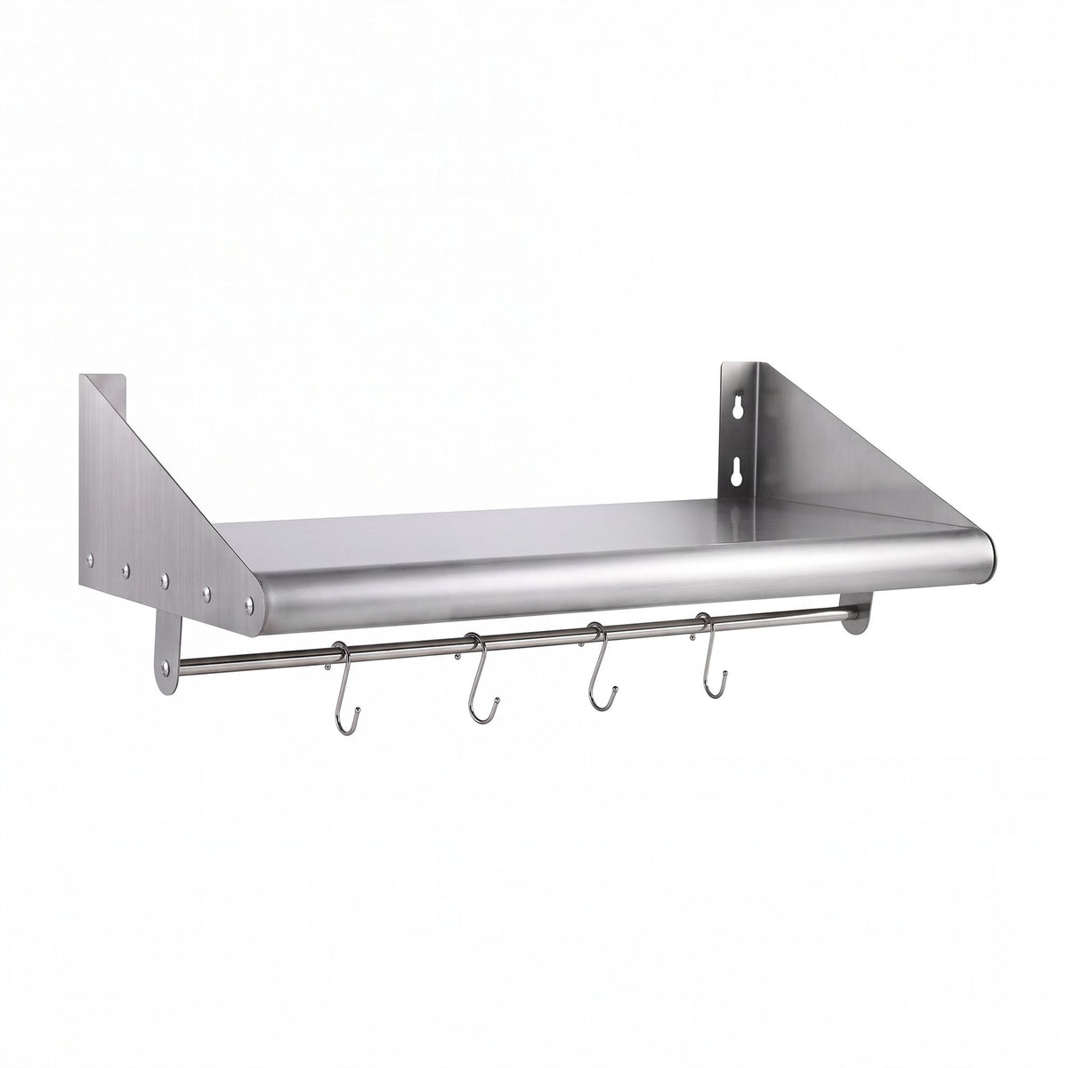 Cefito 610mm 430 Stainless Steel Wall Shelf with Hooks and Side Guards Awezingly
