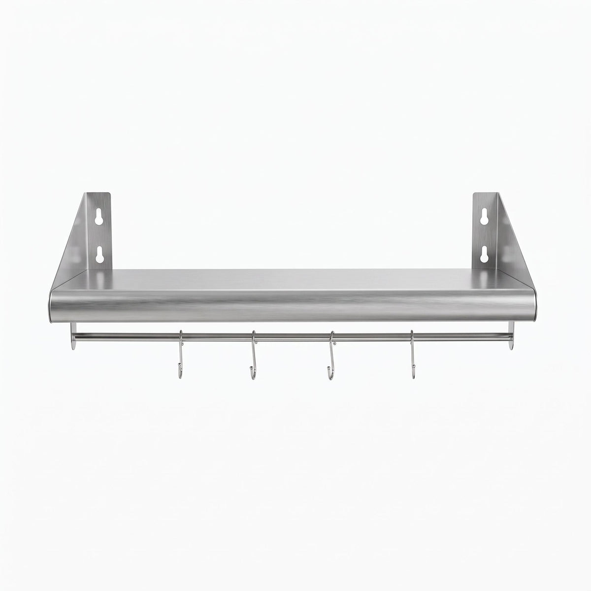 Cefito 610mm 430 Stainless Steel Wall Shelf with Hooks and Side Guards Awezingly