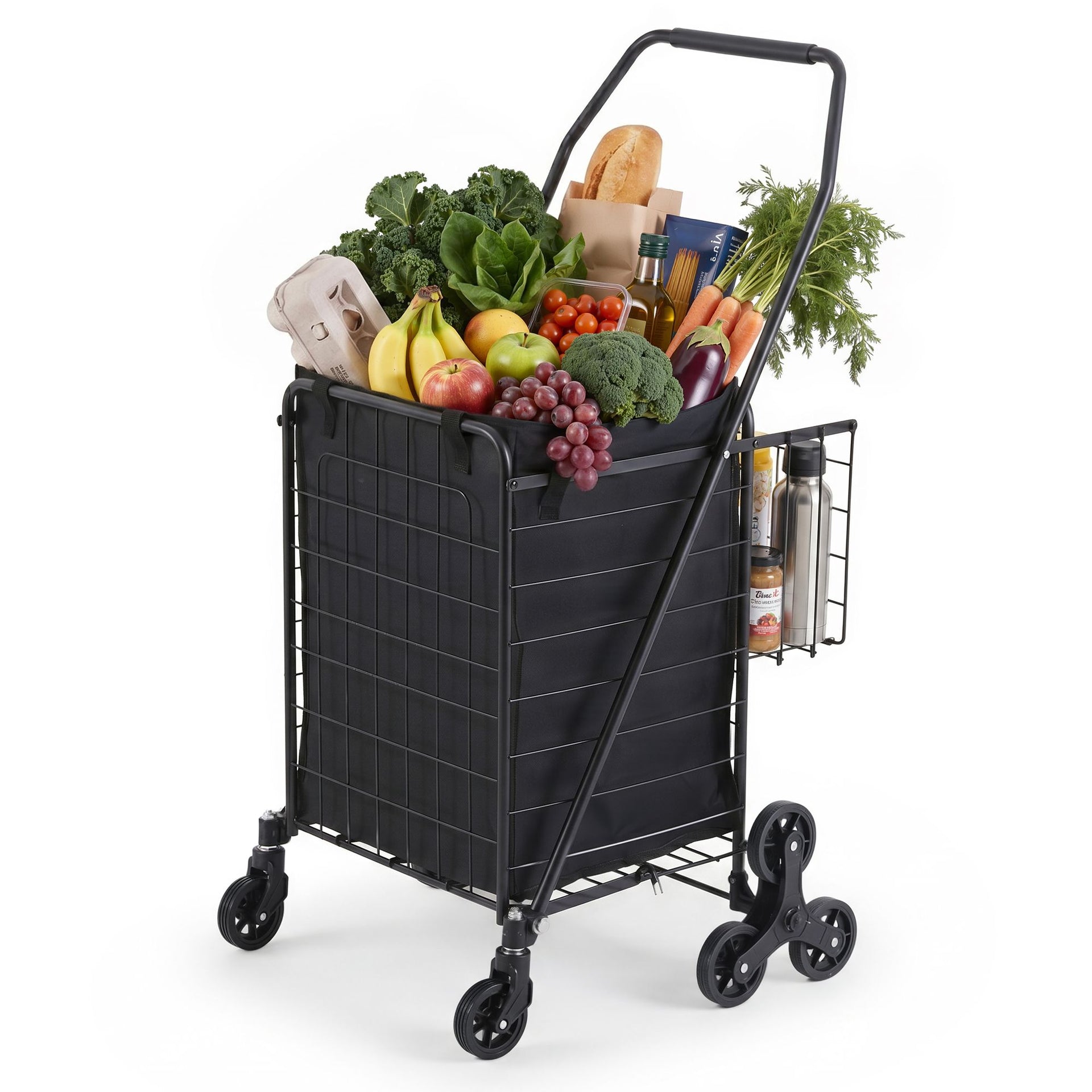 Emajin Shopping Trolley Cart Folding Aluminium Utility Cart Black Awezingly