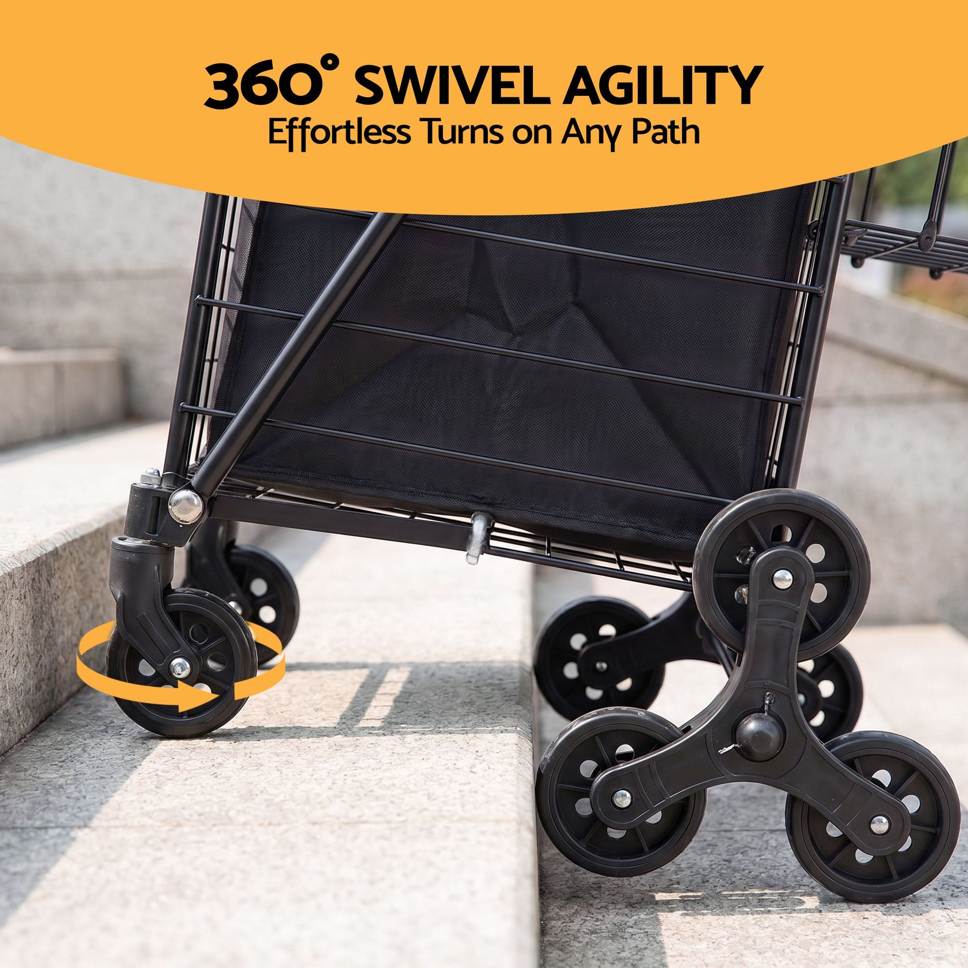 Emajin Shopping Trolley Cart Folding Aluminium Utility Cart Black Awezingly