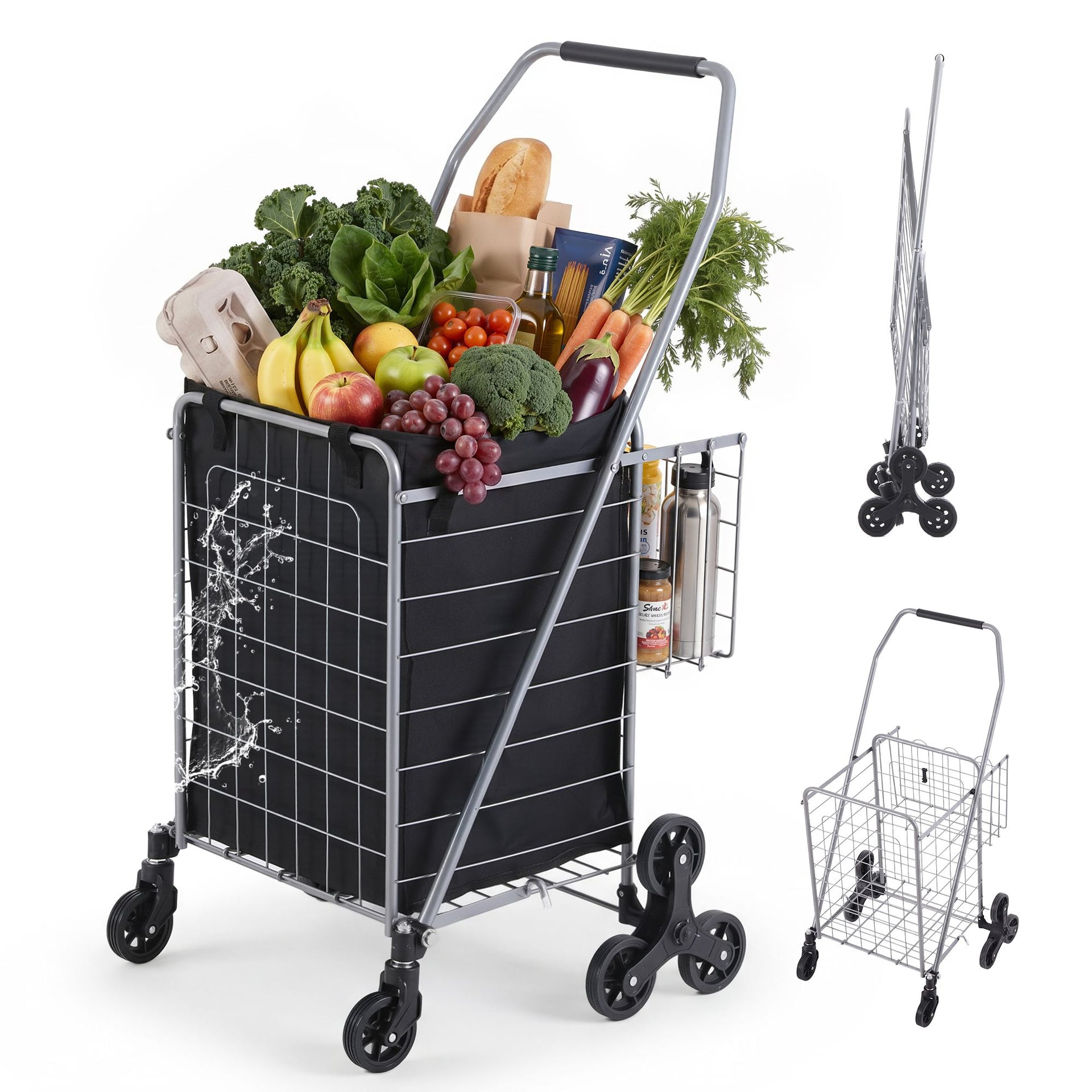 Emajin Shopping Trolley Cart Folding Aluminium Utility Cart Silver Awezingly