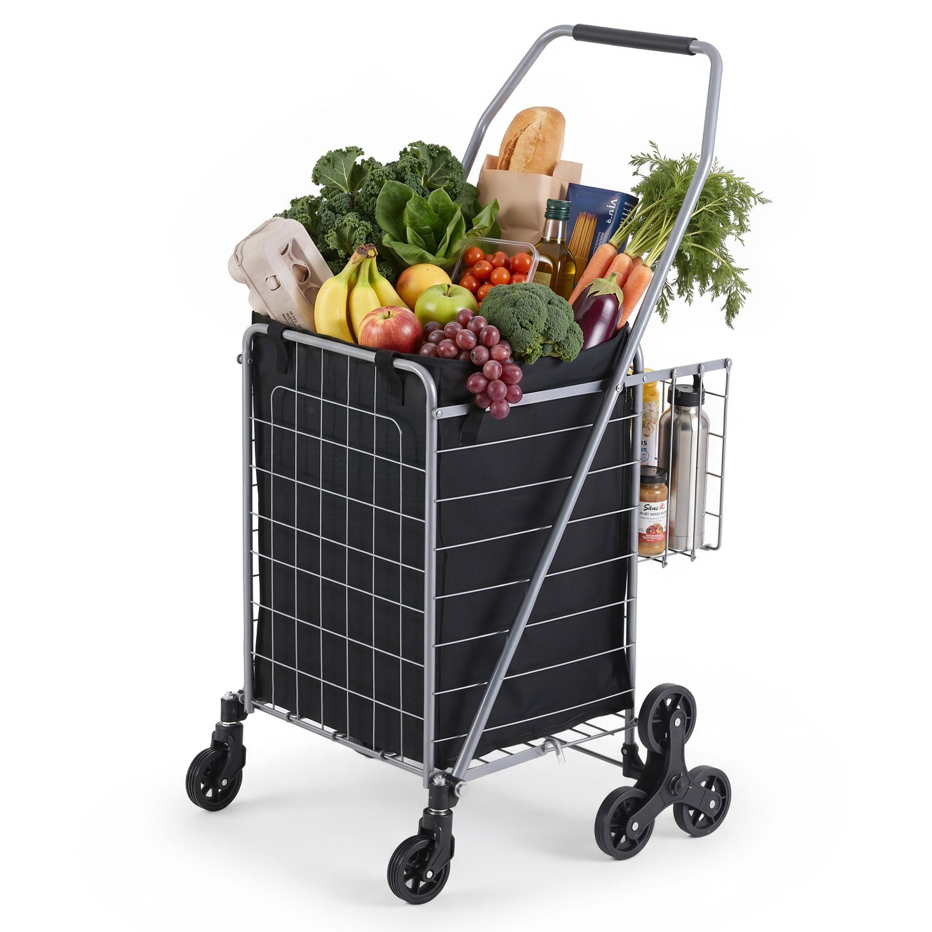 Emajin Shopping Trolley Cart Folding Aluminium Utility Cart Silver Awezingly
