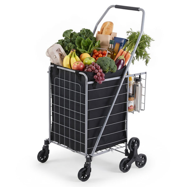 Emajin Shopping Trolley Cart Folding Aluminium Utility Cart Silver Awezingly