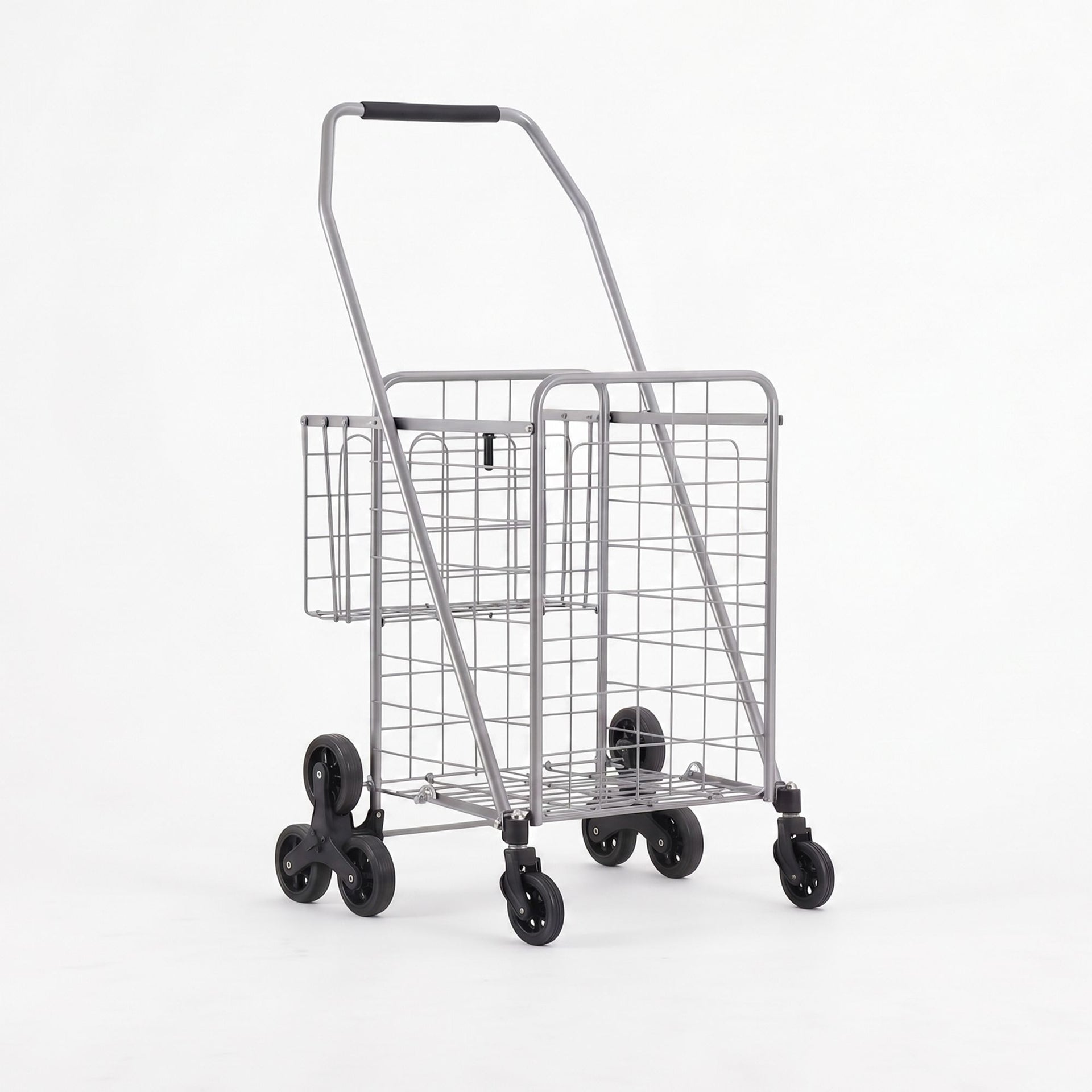 Emajin Shopping Trolley Cart Folding Aluminium Utility Cart Silver Awezingly