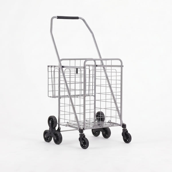 Emajin Shopping Trolley Cart Folding Aluminium Utility Cart Silver Awezingly