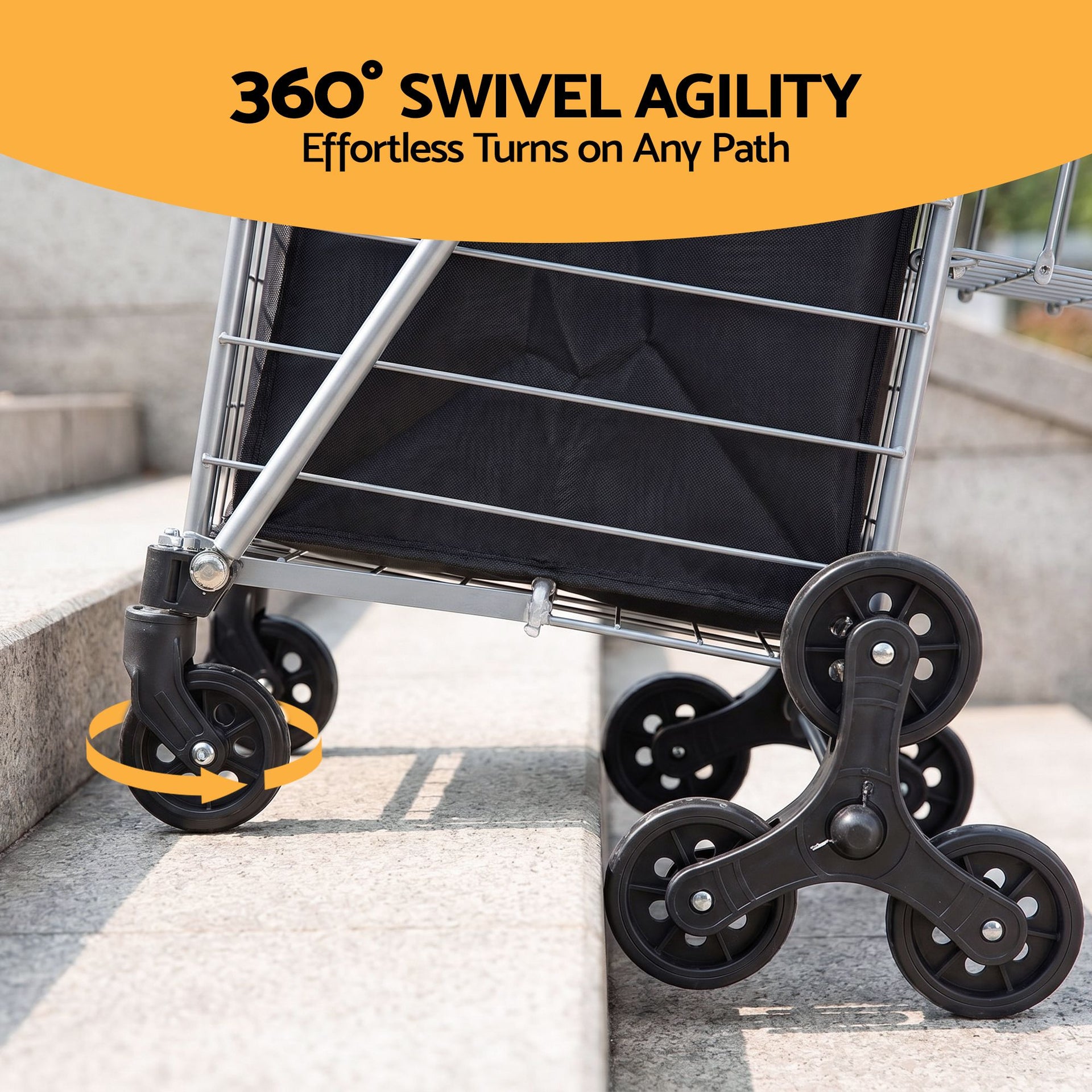 Emajin Shopping Trolley Cart Folding Aluminium Utility Cart Silver Awezingly