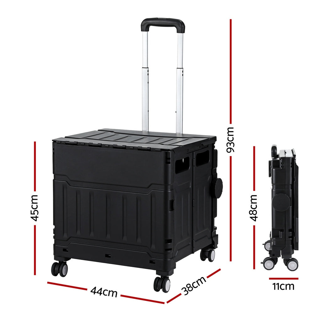 Emajin Shopping Trolley Cart 75L Foldable Black Emajin