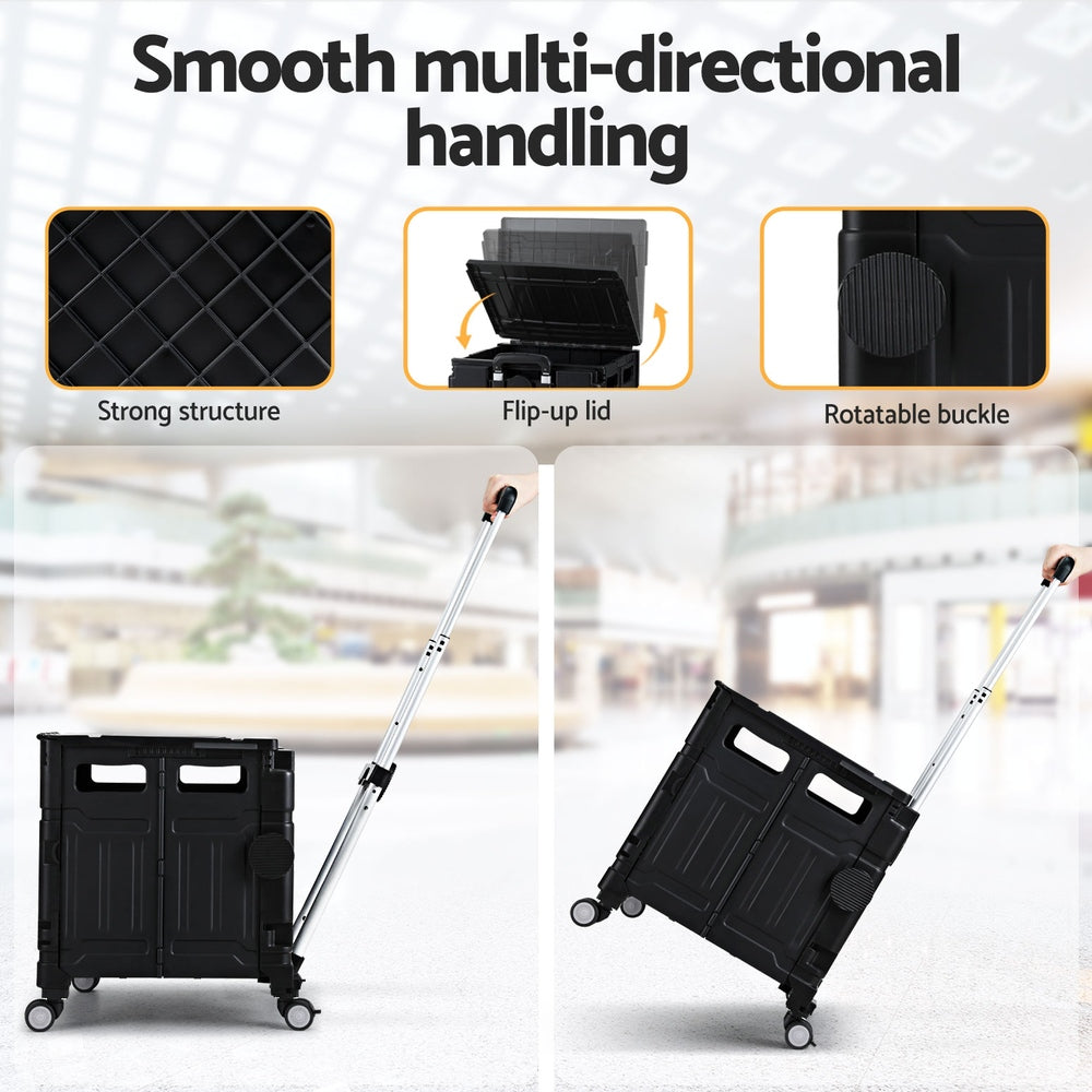 Emajin Shopping Trolley Cart 75L Foldable Black Emajin