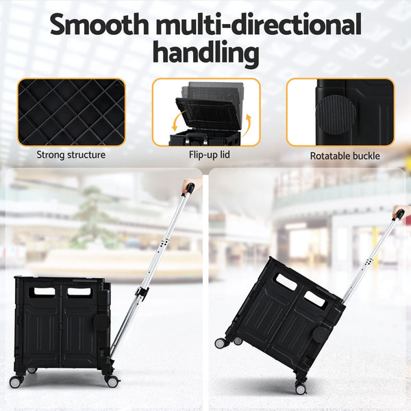 Emajin Shopping Trolley Cart 75L Foldable Black Emajin