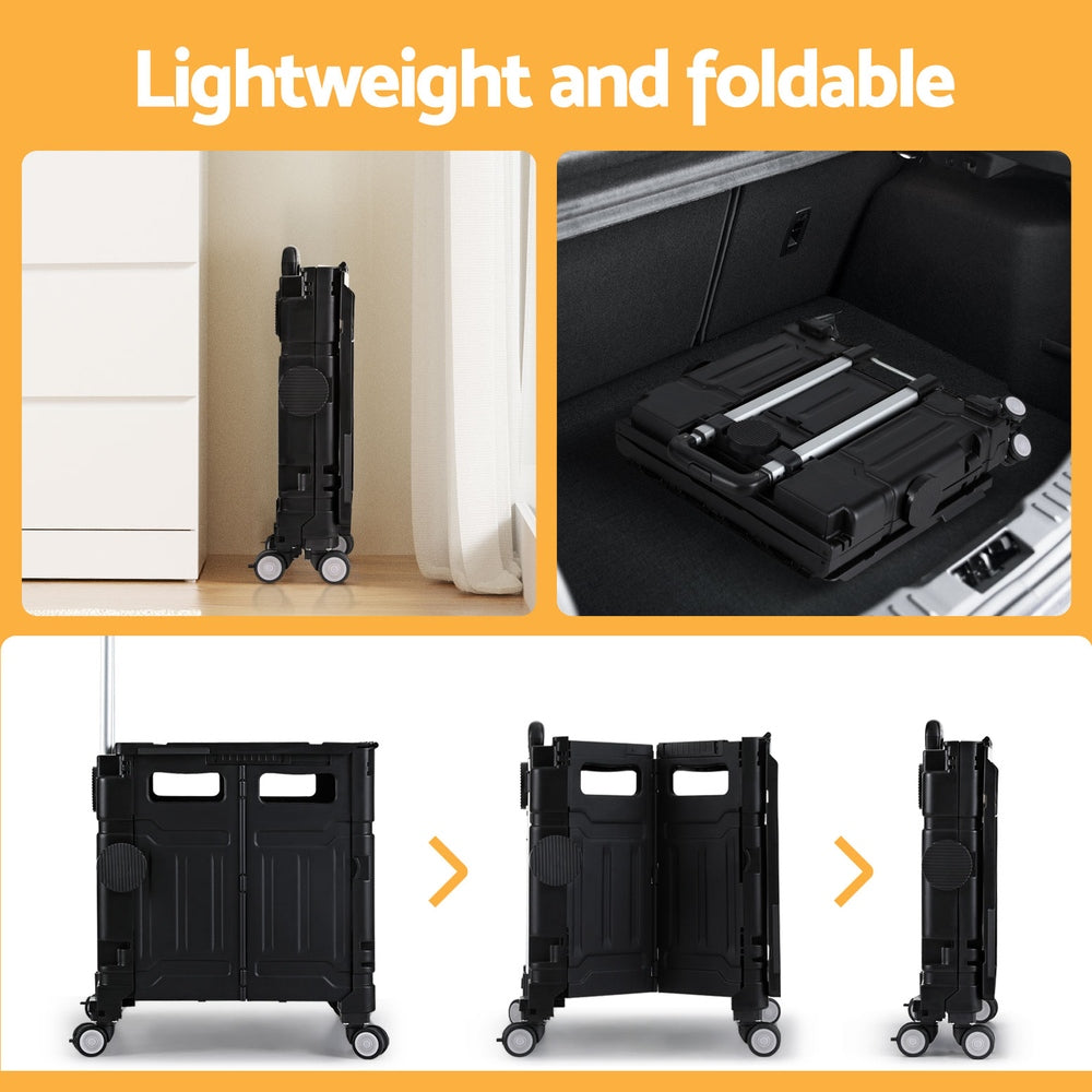 Emajin Shopping Trolley Cart 75L Foldable Black Emajin