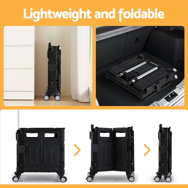 Emajin Shopping Trolley Cart 75L Foldable Black Emajin