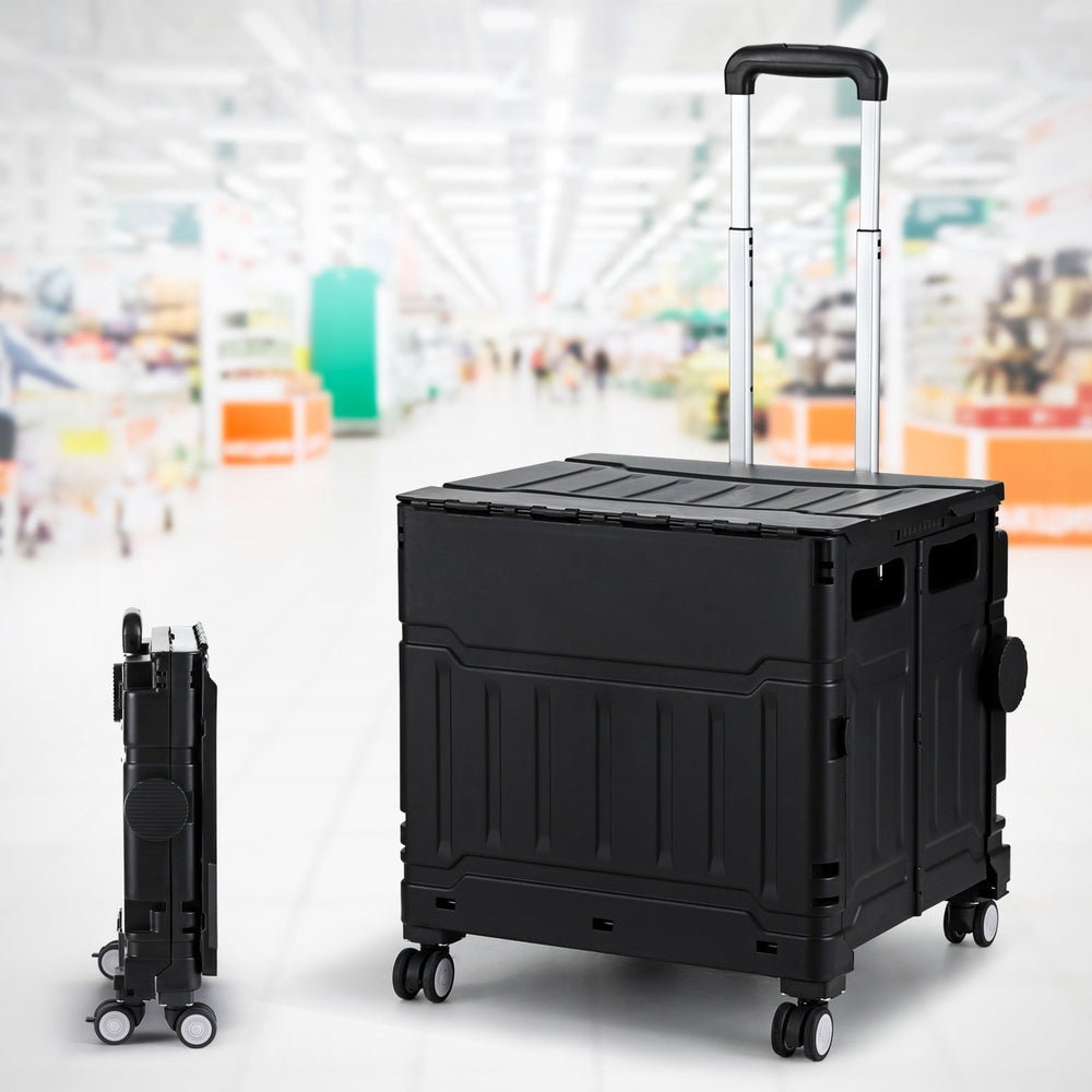 Emajin Shopping Trolley Cart 75L Foldable Black Emajin